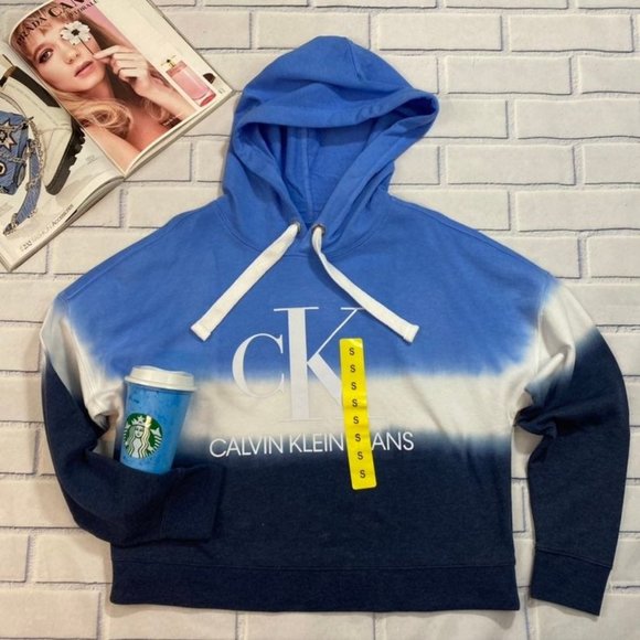 Calvin Klein‎ Tie Dye Crop Hooded Sweatshirt - Picture 1 of 12